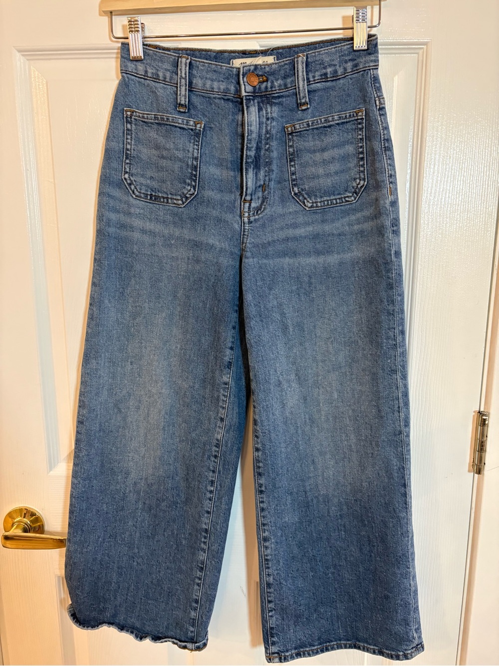 Madewell Wide Leg Crop Jeans Size 24 High Rise Crop Wide Leg Denim Blue Wash
